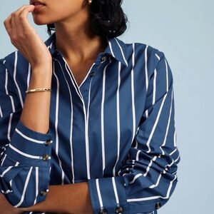 Universal Standard **Green and White** Striped Button-Down Shirt see pics